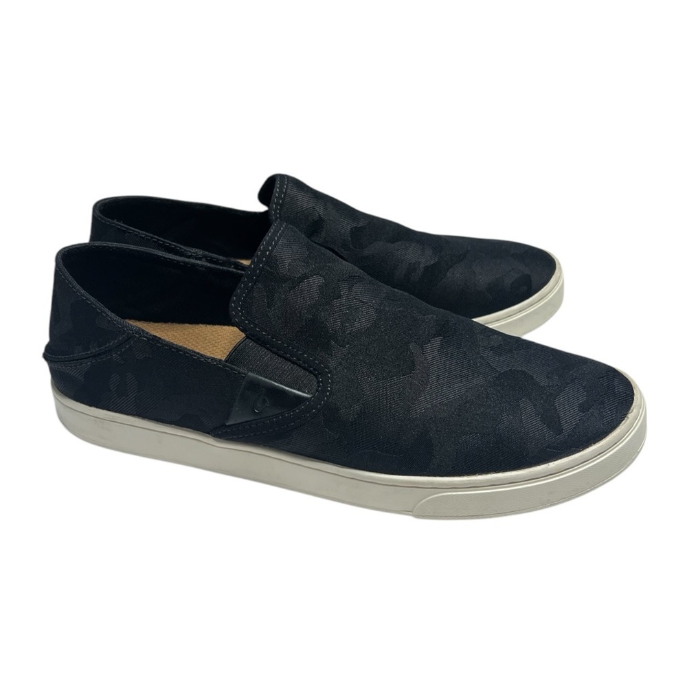 Olukai Pehuea Pa’I Slip On Sneakers Shoes Women 11 Black Camo Shoes Casual